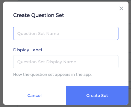 This image depicts the window that comes up when you click to add a question set.