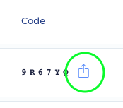 Invite Code Share Button Screenshot